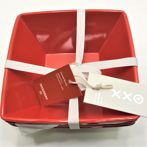 (4)‎ Square Ceramic Striped Serving Bowls - Picture 1 of 3